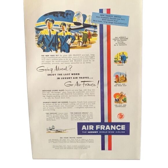 Vintage 1952 Air France Going Abroad? Ad Advertisement - Picture 3 of 3